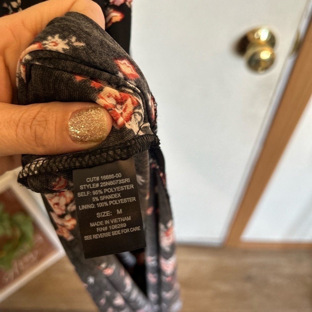 Trixxi medium black floral, sleeveless maxi length dress with side slit - Picture 10 of 13